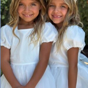 IVY CITY CO | Girls Wedding Flower Girl Cupcake Tulle Dress in White | Size 4/5